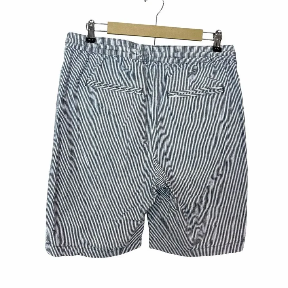 Banana Republic Deck Shorts Mens Medium Blue White Striped Cotton Drawstring